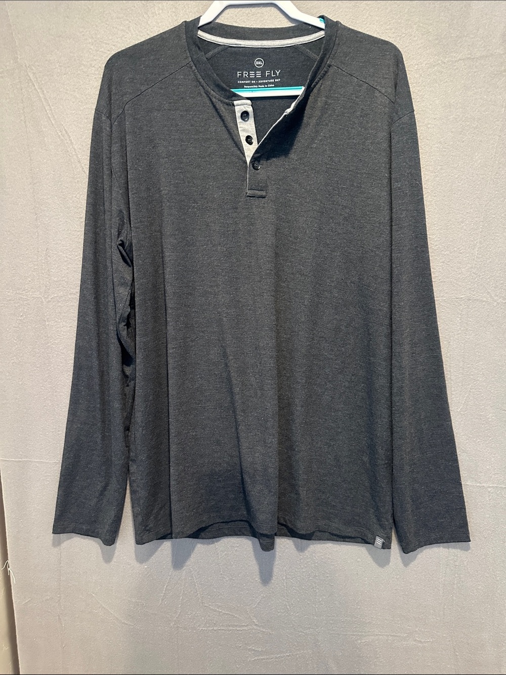 Free Fly Apparel Men's Dark Gray Long-Sleeve Henley